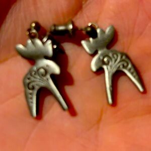 Swedish Scandinavian moose (älg) earrings silver marked with Sweden